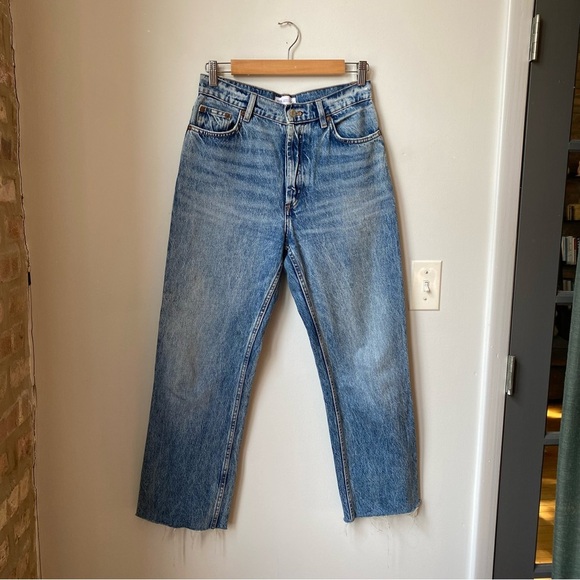 Zara Distressed Blue Denim Jeans US size 6 - Picture 1 of 7